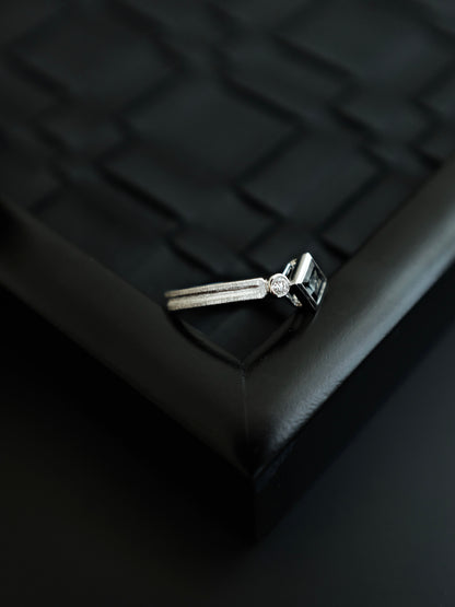 The Black Monologue Grey Spinel Pinky Ring in Solid 18k