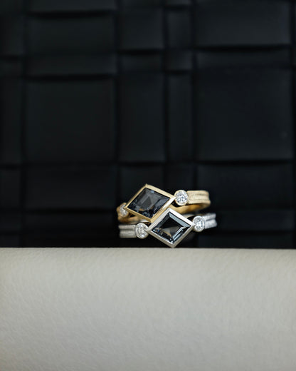 The Black Monologue Grey Spinel Pinky Ring in Solid 18k