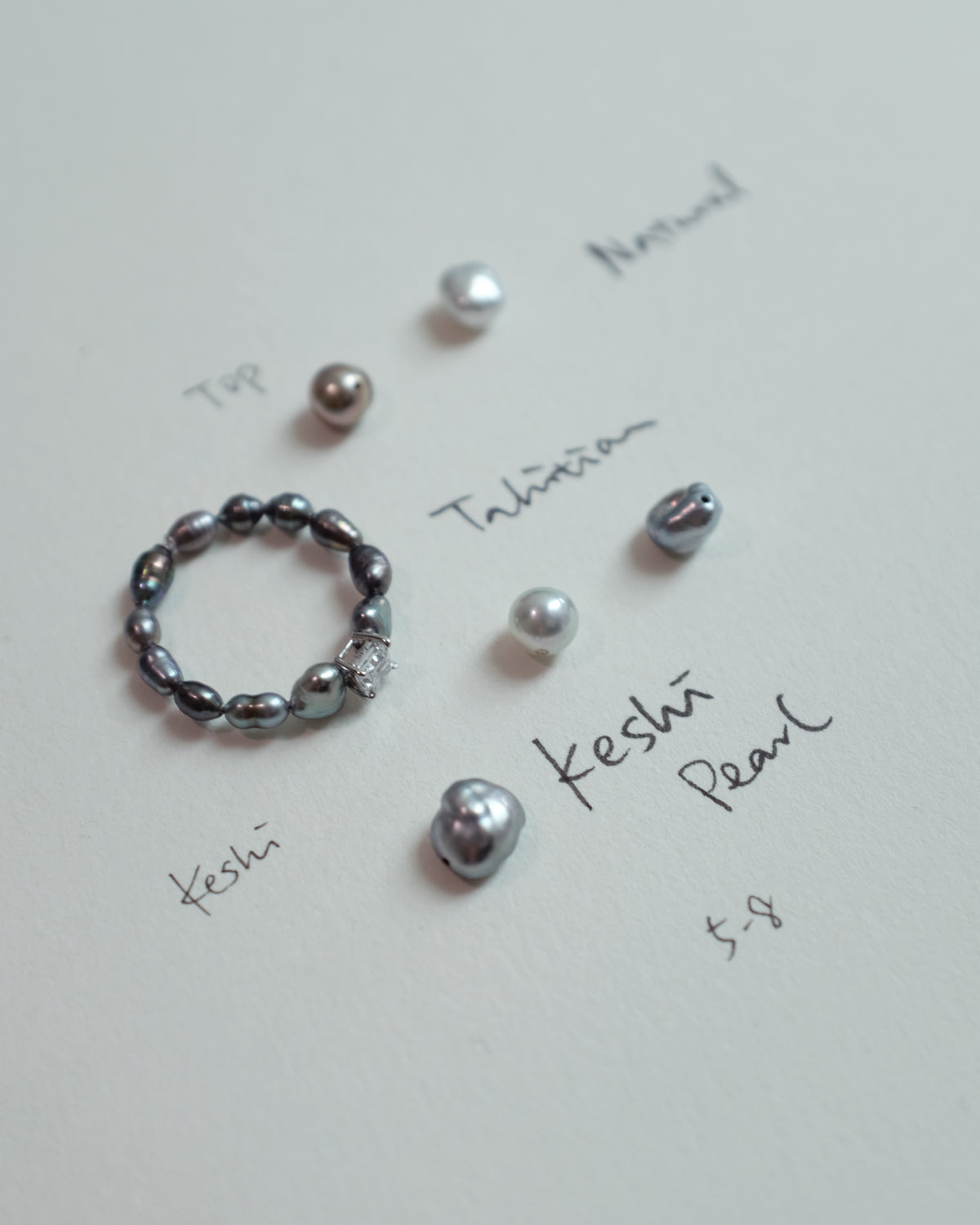 Tahitian Keshi Pearl Ring with 0.50ct Princess-Cut Lab-Grown Diamond in Solid 9k