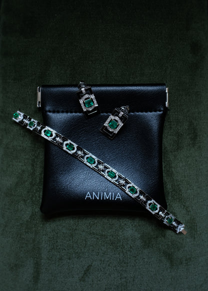 Colombian Emerald & Black Onyx Diamond Earrings