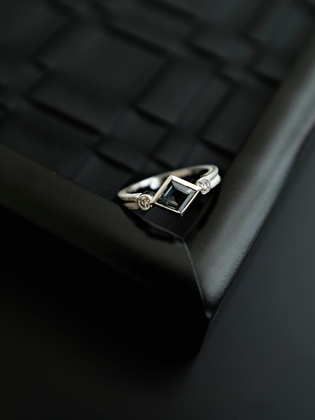 The Black Monologue Grey Spinel Pinky Ring in Solid 18k