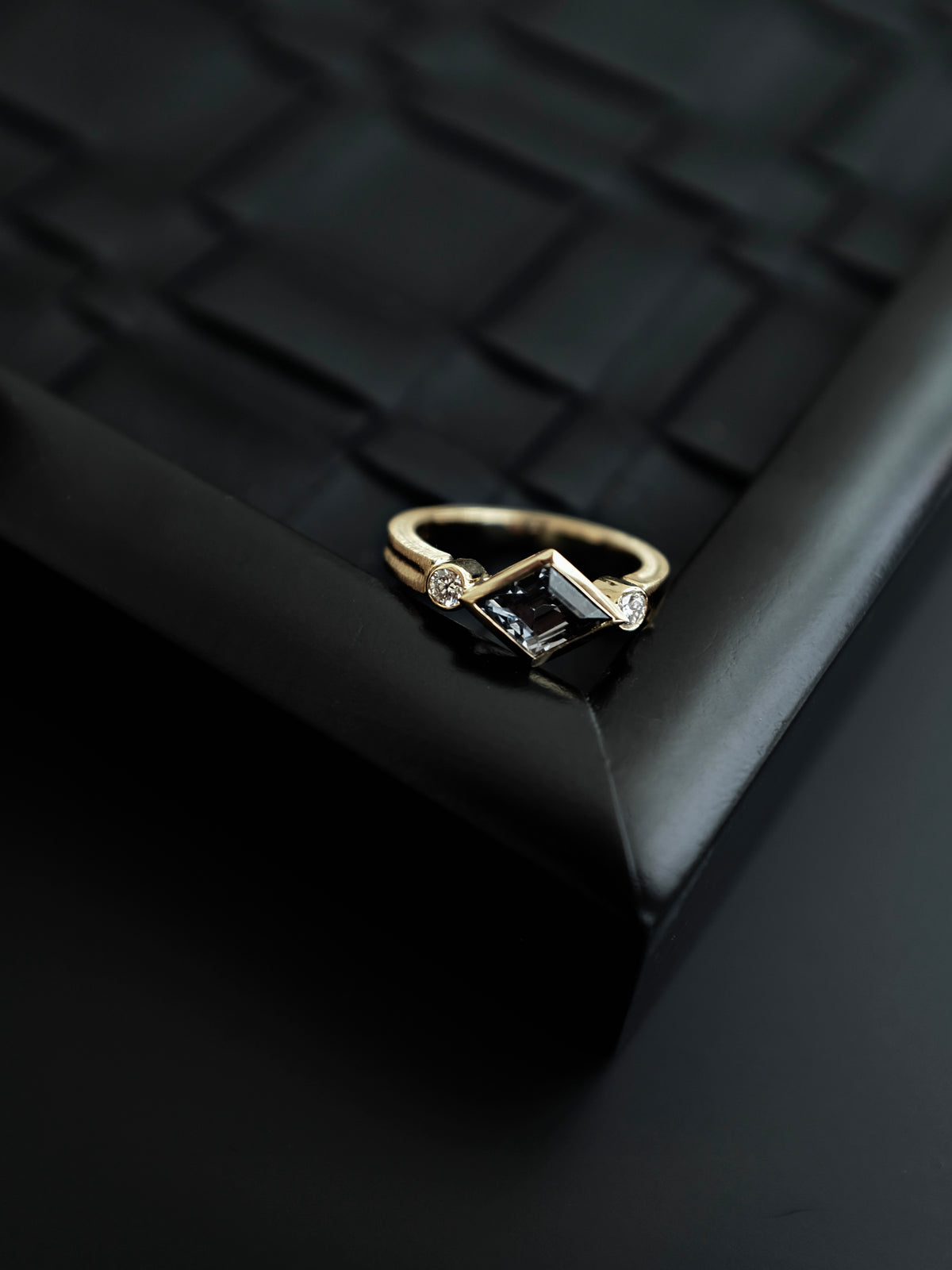 The Black Monologue Grey Spinel Pinky Ring in Solid 18k