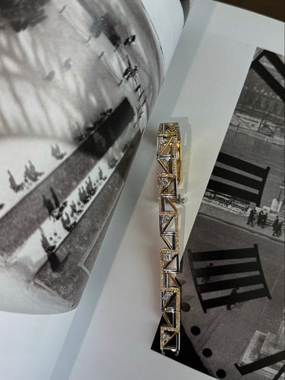 The Black Monologue "Architecture on the Wrist" Bracelet - Two-Tone Solid 9k Gold & Lab-Grown Diamonds