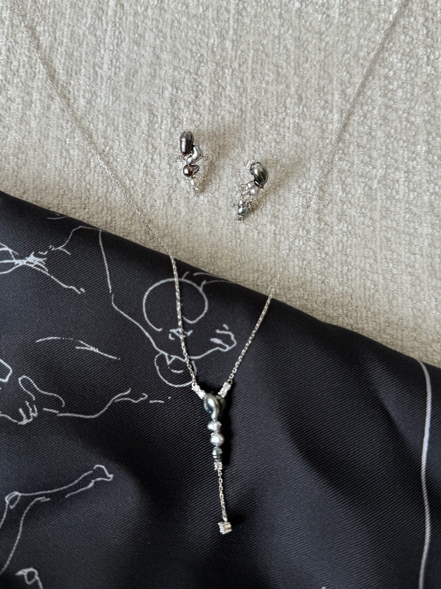 Tahitian Keshi Pearl Necklace in Solid 9k