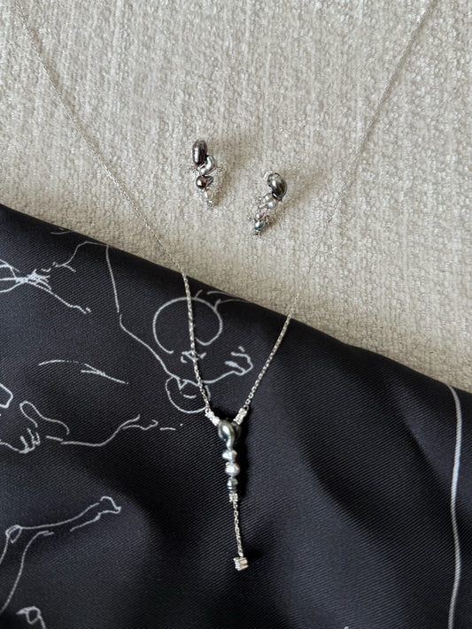 Tahitian Keshi Pearl Necklace in Solid 9k