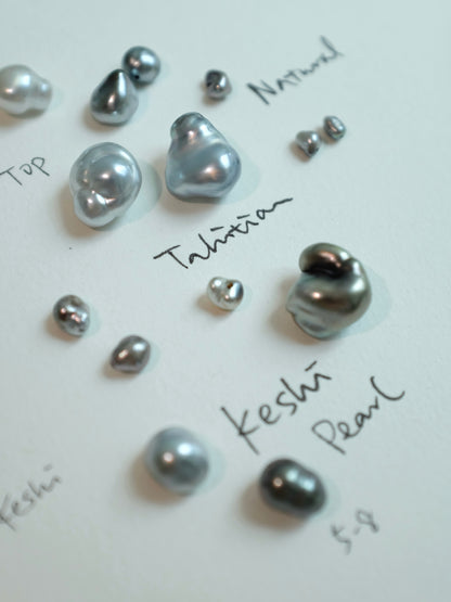 Tahitian Keshi Pearl Ring with 0.50ct Princess-Cut Lab-Grown Diamond in Solid 9k
